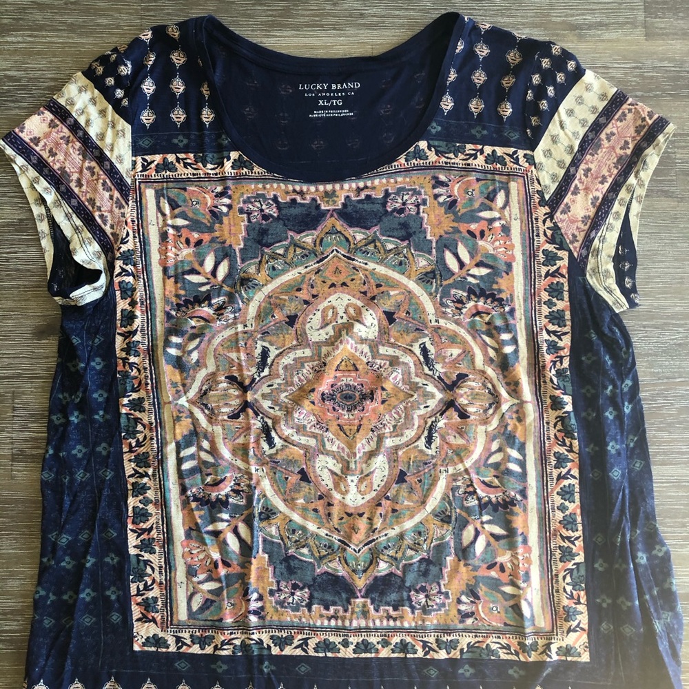 Lucky Brand short sleeve boho t-shirt Size XL